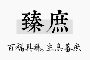 臻庶名字的寓意及含义