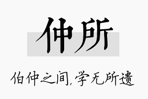 仲所名字的寓意及含义