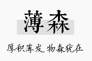 薄森名字的寓意及含义