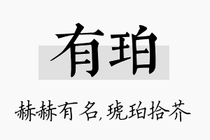 有珀名字的寓意及含义