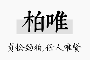 柏唯名字的寓意及含义