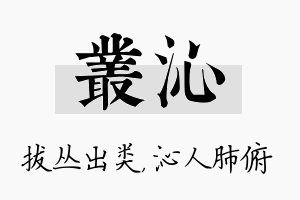 丛沁名字的寓意及含义