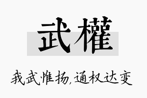 武权名字的寓意及含义