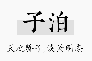 子泊名字的寓意及含义