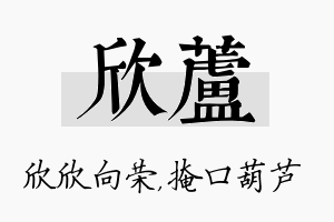 欣芦名字的寓意及含义