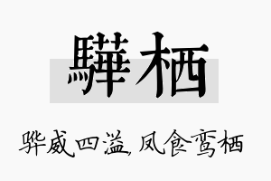 骅栖名字的寓意及含义