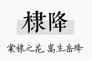 棣降名字的寓意及含义