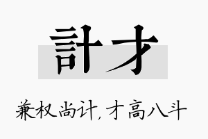 计才名字的寓意及含义