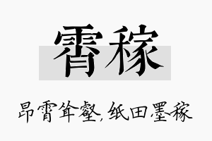 霄稼名字的寓意及含义