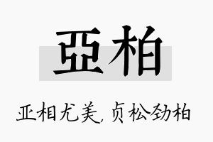 亚柏名字的寓意及含义