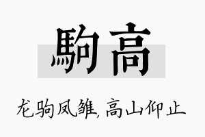 驹高名字的寓意及含义