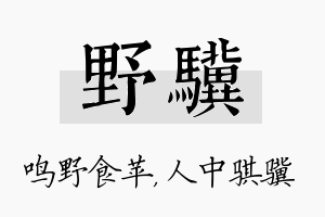 野骥名字的寓意及含义