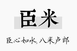 臣米名字的寓意及含义