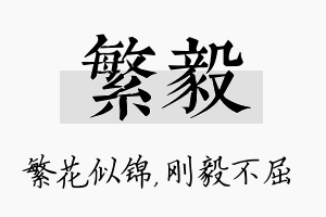 繁毅名字的寓意及含义