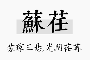 苏荏名字的寓意及含义