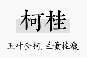 柯桂名字的寓意及含义