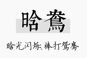 晗鸯名字的寓意及含义