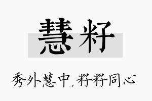 慧籽名字的寓意及含义