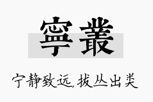 宁丛名字的寓意及含义