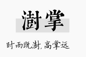 澍掌名字的寓意及含义