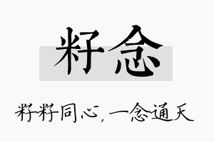 籽念名字的寓意及含义