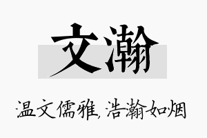 文瀚名字的寓意及含义