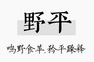 野平名字的寓意及含义