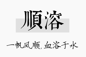 顺溶名字的寓意及含义