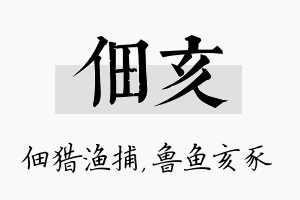 佃亥名字的寓意及含义