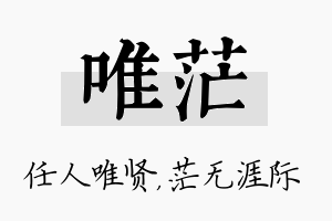 唯茫名字的寓意及含义