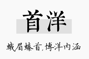 首洋名字的寓意及含义