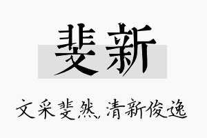 斐新名字的寓意及含义