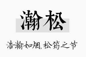 瀚松名字的寓意及含义