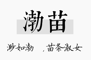 渤苗名字的寓意及含义