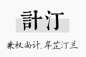 计汀名字的寓意及含义