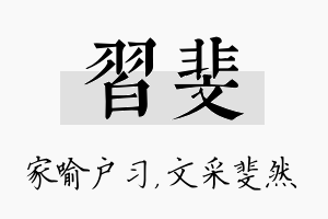 习斐名字的寓意及含义