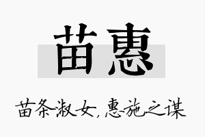 苗惠名字的寓意及含义