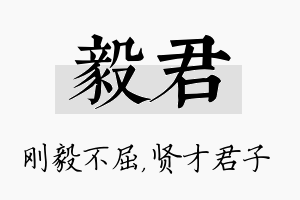 毅君名字的寓意及含义