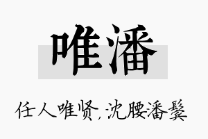 唯潘名字的寓意及含义