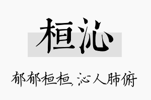 桓沁名字的寓意及含义