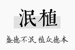 泯植名字的寓意及含义