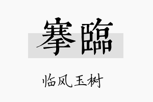 搴临名字的寓意及含义