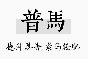 普马名字的寓意及含义