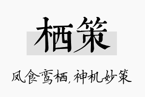 栖策名字的寓意及含义