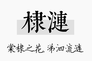 棣涟名字的寓意及含义