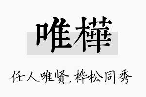 唯桦名字的寓意及含义