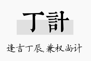 丁计名字的寓意及含义