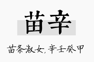 苗辛名字的寓意及含义