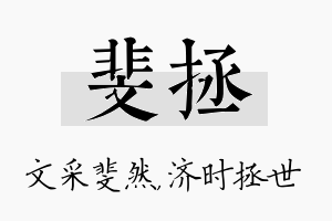 斐拯名字的寓意及含义