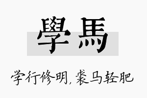 学马名字的寓意及含义